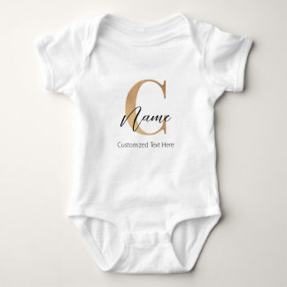 Body Para Bebê C & Name Iniciais Monogramados Modernos Personaliz