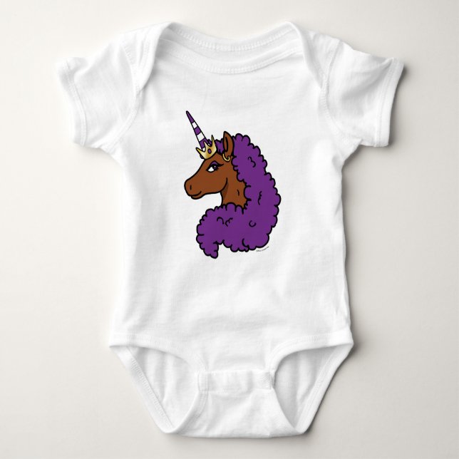 Body Para Bebê Cabra Unicórnio Afro Roxo (Frente)