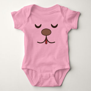 Body Para Bebê Cachorro adorável rosto rosa