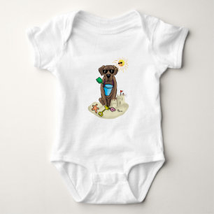 Body Para Bebê Cachorro Cachorro Verão Praia Chocolate Labrador R
