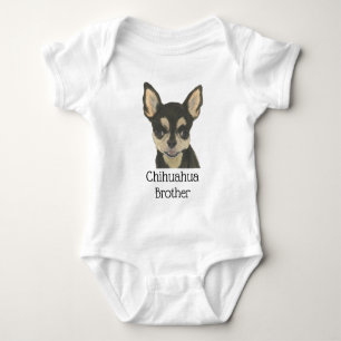 Body Para Bebê Cachorro Chihuahua Preto e Marrom Personalizado