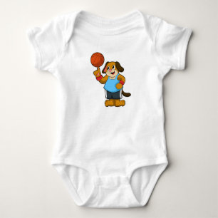 Body Para Bebê Cachorro como jogador de basquetebol