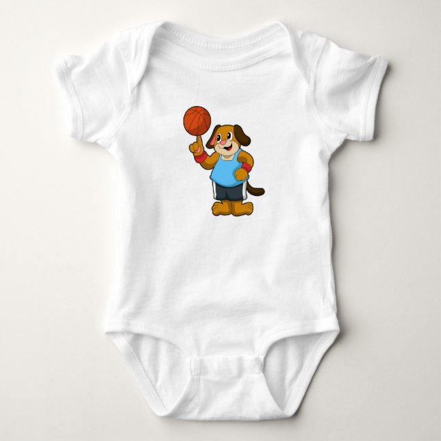 Body Para Bebê Cachorro como jogador de basquetebol (Frente)