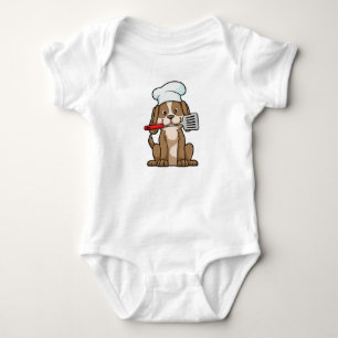 Body Para Bebê Cachorro cozido com chapéu de chef e espátula