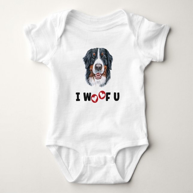 Body Para Bebê Cachorro da Montanha Bernese I Wooy You (Frente)
