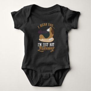 Body Para Bebê Cachorro De Caça-Basset - Ouvidos Grandes Mas Nã