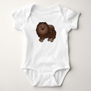 Body Para Bebê Cachorro de Cartoons Negro Pomeraniano