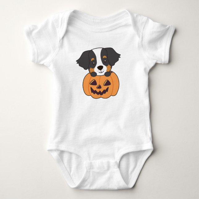 Body Para Bebê Cachorro De Montanha Bernese Em Cães De Pumpkin Fe (Frente)