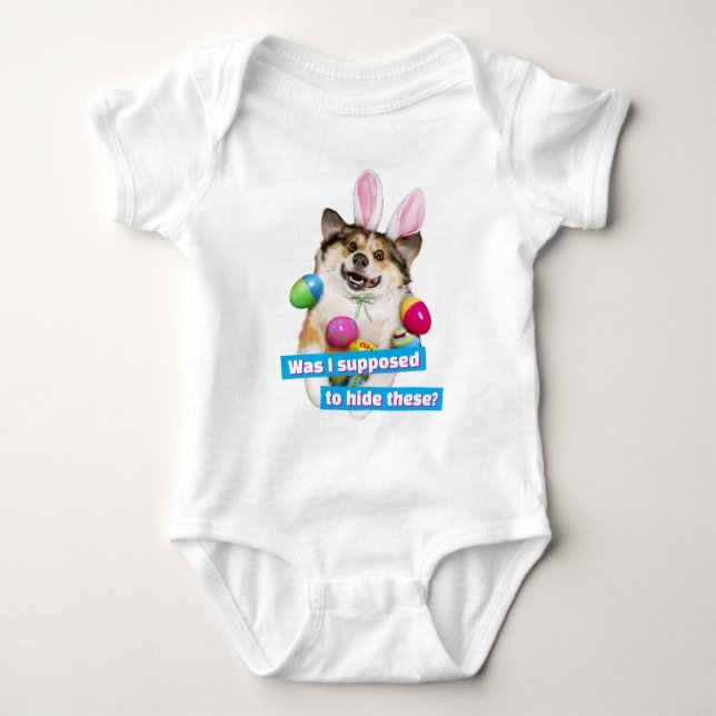 Body Para Bebê Cachorro Deitado sobre Ovos de Páscoa (Frente)