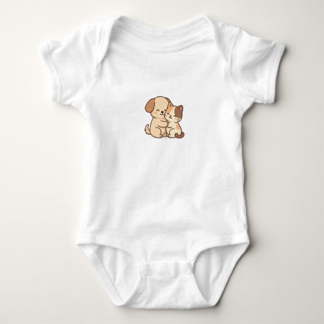 Body Para Bebê Cachorro e Bebê de Kitten (Frente)