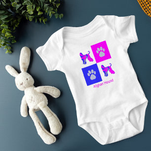 Body Para Bebê Cachorro e pata afegãos rosa e azul