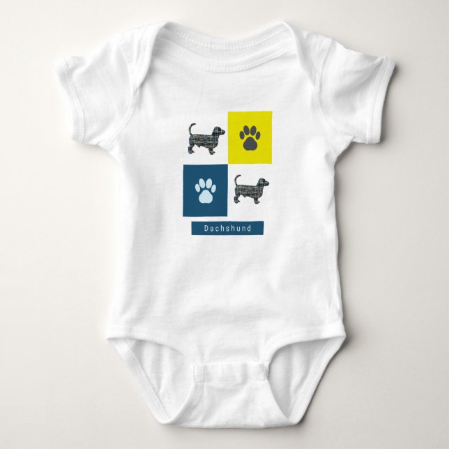 Body Para Bebê Cachorro e Pata Amarelo e Azul (Frente)