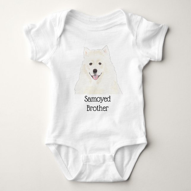 Body Para Bebê Cachorro esquimó americano personalizável Samoyed (Frente)