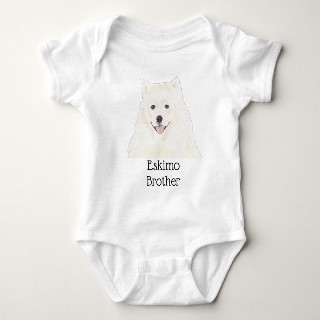 Body Para Bebê Cachorro esquimó americano personalizável Samoyed (Frente)