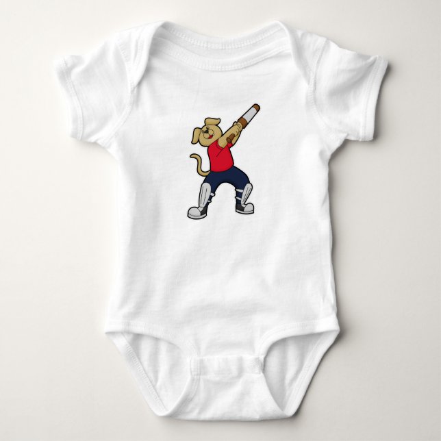 Body Para Bebê Cachorro no Cricket com morcego de Cricket (Frente)