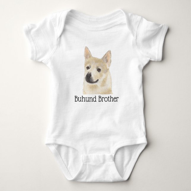 Body Para Bebê Cachorro Norwegian Buhund Personalizável (Frente)