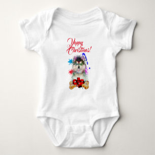 Body Para Bebê Cachorro Pomsky Fofo Personalizável Natal Latindo