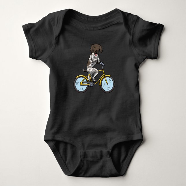 Body Para Bebê Cachorro-Ponteiro Alemão De Bicicleta (Frente)