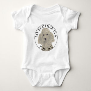 Body Para Bebê Cachorro Poodle Cinza Prata