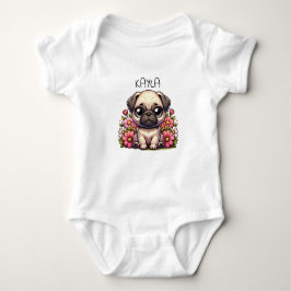 Body Para Bebê Cachorro Pug Fofinho Personalizado