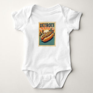 Body Para Bebê Cachorro Quente de Detroit Divertido Foodie
