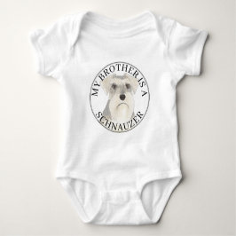 Body Para Bebê Cachorro Schnauzer Prateado Cinza Branco