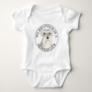 Body Para Bebê Cachorro Schnauzer Prateado Cinza Branco