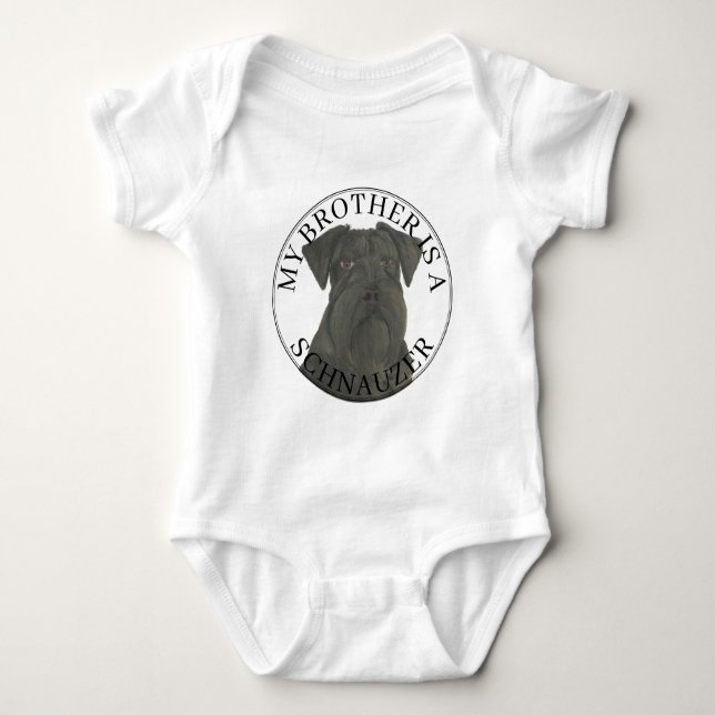 Body Para Bebê Cachorro Schnauzer Preto (Frente)