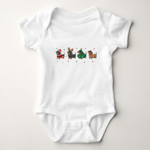 Body Para Bebê Cachorros Dachshund de Natal Cachorros Lindos Feri