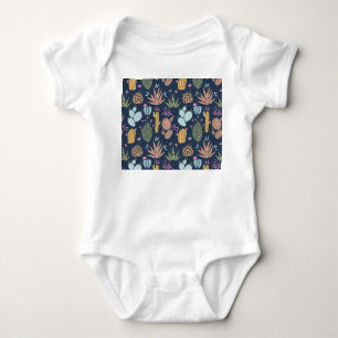 Body Para Bebê Cactus Charm: Vintage Floral Colorida