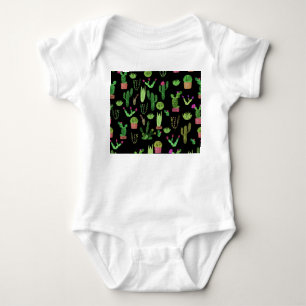 Body Para Bebê Cactus de Aquarela Planta Sem Costura Fundo