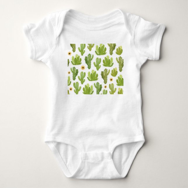 Body Para Bebê Cactus do Deserto Verde: Sem Costura (Frente)