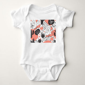 Body Para Bebê Cactus, monstera: padrão uniforme moderno.