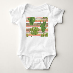 Body Para Bebê Cactus watercolor, fundo de banda, parte sem costu
