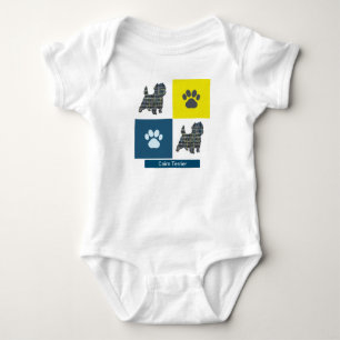 Body Para Bebê Cairn Terrier Dog & Paw Y&B Grid Square