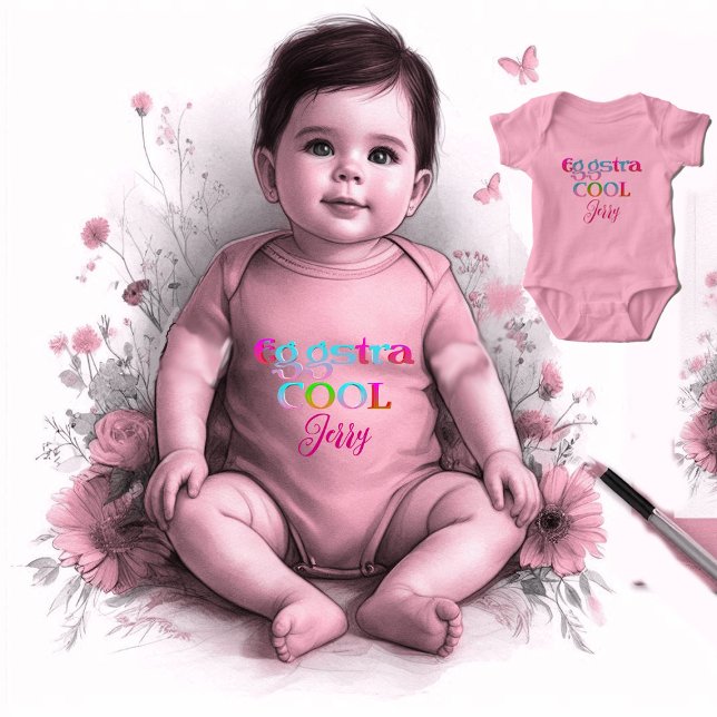 Body Para Bebê Caligrafia Moderna Ovo-Extra Legal Páscoa Extra Fo (Modern Calligraphy Egg-stra Cool Easter Baby Cute Baby Bodysuit)
