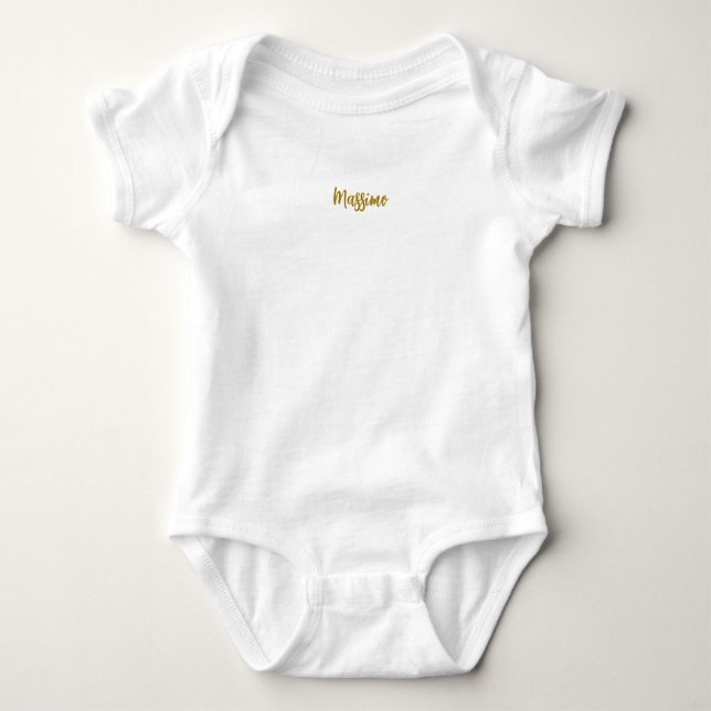 Body Para Bebê Caligrafia Profissional Elegante Cor Dourada (Frente)