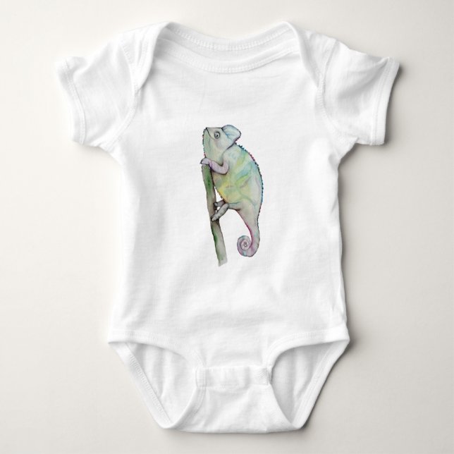 Body Para Bebê Camaleão de aquarela (Frente)
