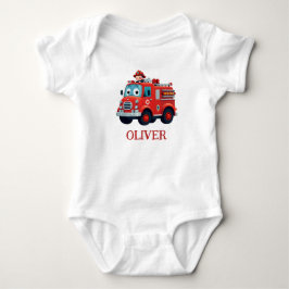 Body Para Bebê Caminhão de Bombeiros e Menino Bombeiro Fofo