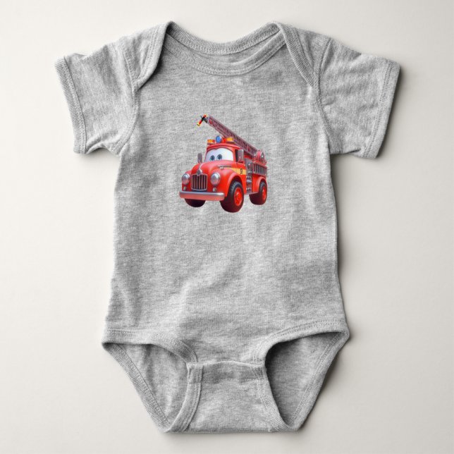 Body Para Bebê Caminhão de bombeiros fofo (Frente)