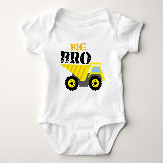 Body Para Bebê Caminhão de descarga amarelo da construção Big Bro (Frente)