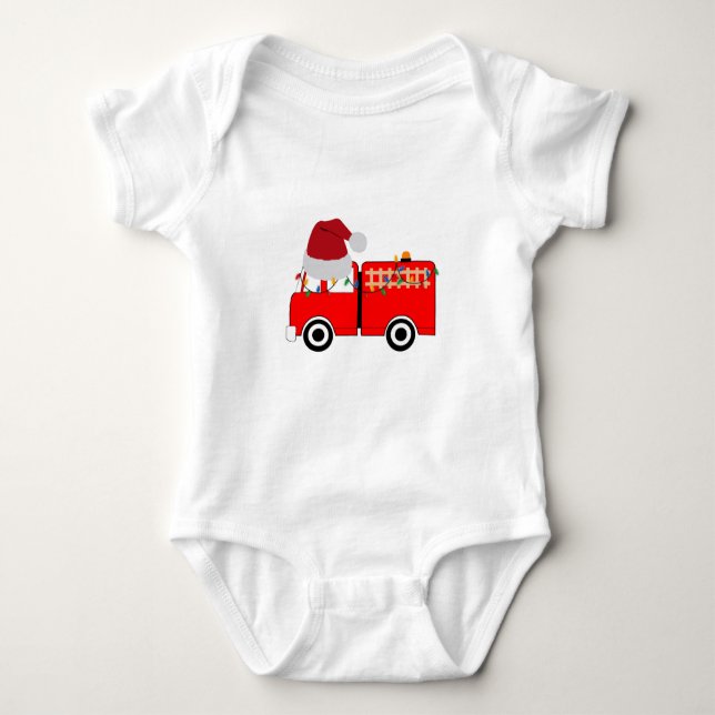 Body Para Bebê Caminhão de Fogo Vermelho Natal (Frente)
