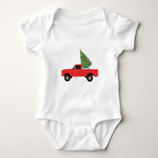 Body Para Bebê Caminhão de mudança de árvore de Natal (Frente)