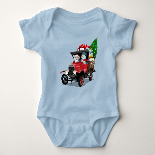 Body Para Bebê Caminhão de Natal de desenho animado (Frente)