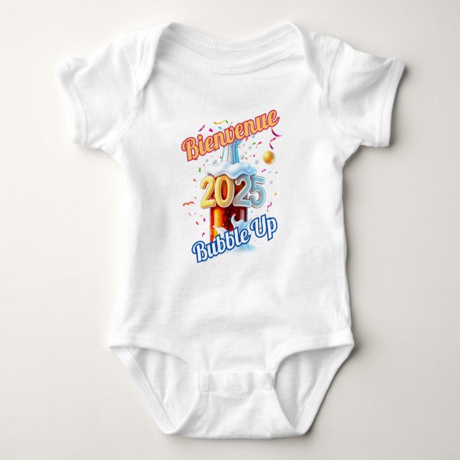 Body Para Bebê Camisa-T "Bienvenue Bubble Up 2025" (Frente)