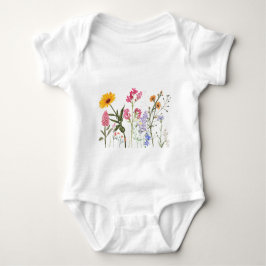 Body Para Bebê Camisa-T De Flores Selvagens, Teto De Crianças Bot