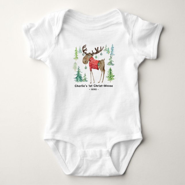 Body Para Bebê Camiseta-cristo-alça-mala-alça Bebê Primeiro Natal (Frente)