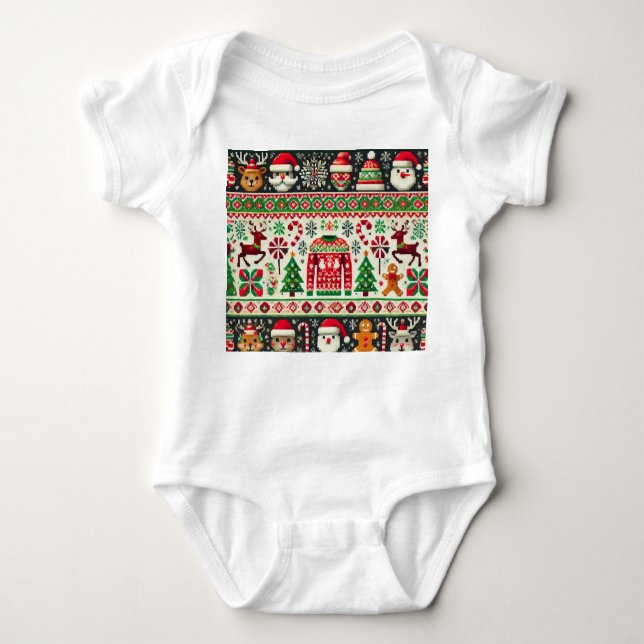 Body Para Bebê Camisola de Natal Feia Divertida para Bebê (Frente)