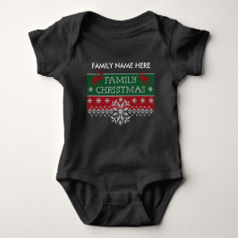 Body Para Bebê Camisola feia personalizada do Natal da família