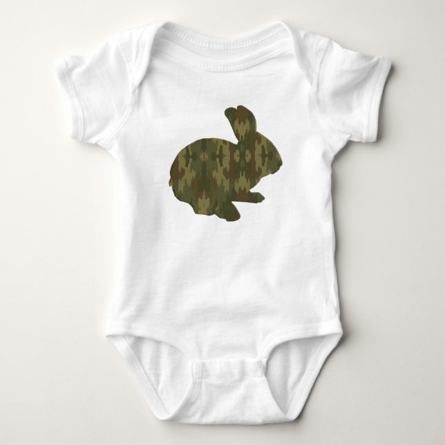 Body Para Bebê Camouflage Silhouette Easter Bunny Creeper (Frente)